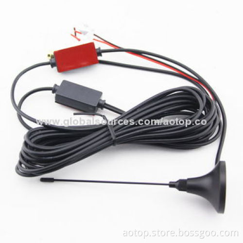 Car Active Film Antenna for Digital TV Boxes with VHF/UHF, Brass Connector for DVB-T2/ISDB-T/ATSC